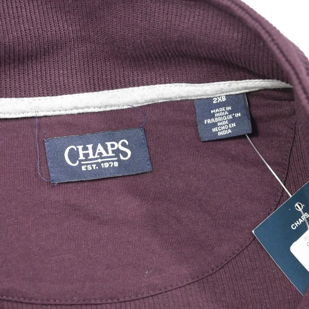 Chaps 1/4 Zip Pullover Sweater Dark Red Long Sleeve Pullover Mens 2XB BIG NEW